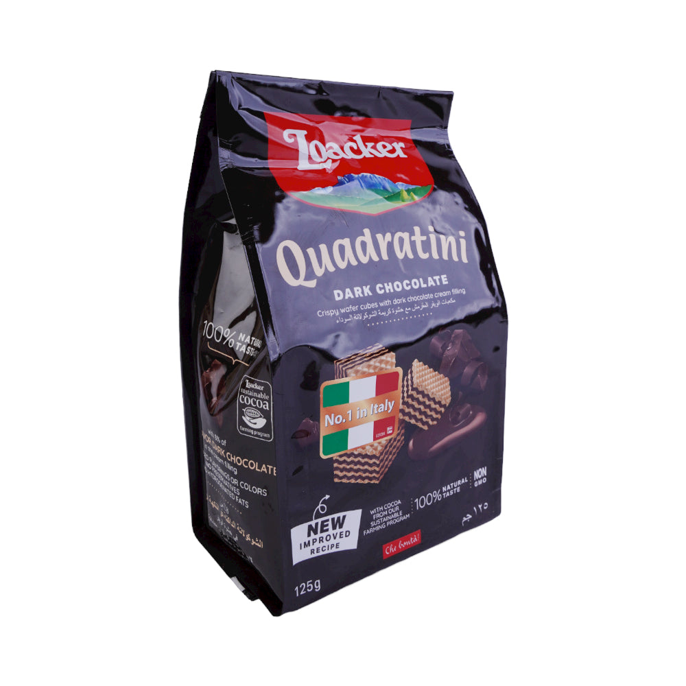 LOACKER WAFER QUADRATINI DARK CHOCOLATE125GM BASIC