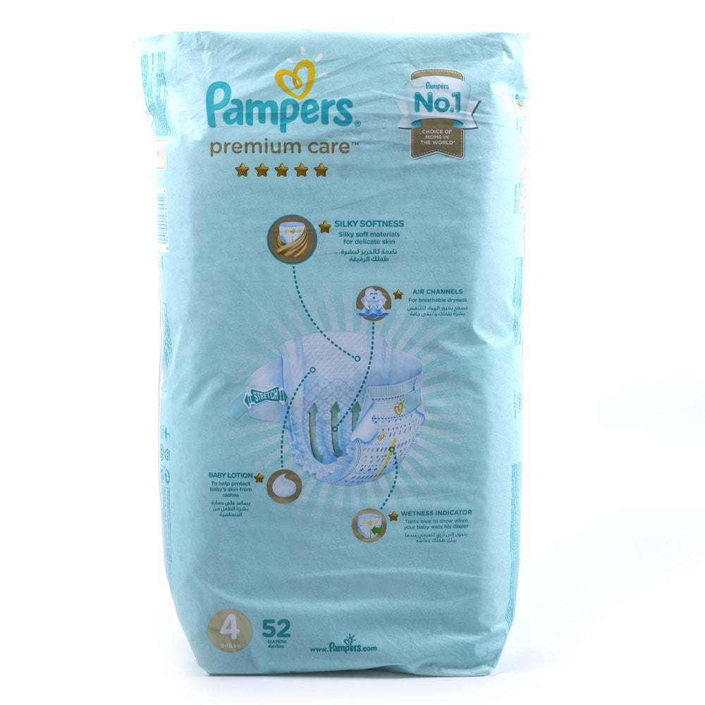 PAMPERS DIAPER PREMIUM CARE MEGA MAXI 4 52PCS 9-18 KG