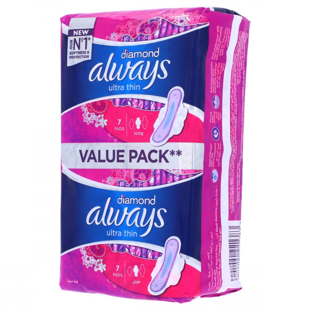 ALWAYS PADS DIAMOND ULTRA THIN LONG 14 PCS PACK