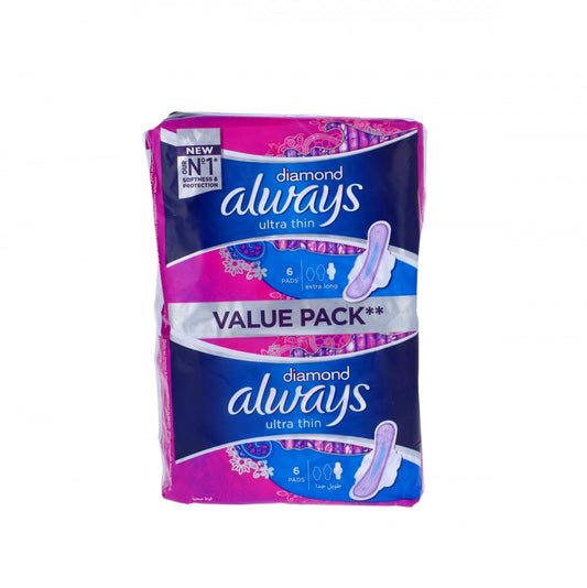 ALWAYS PADS DIAMOND ULTRA THIN EXTRA LONG 12PC VALUE PACK