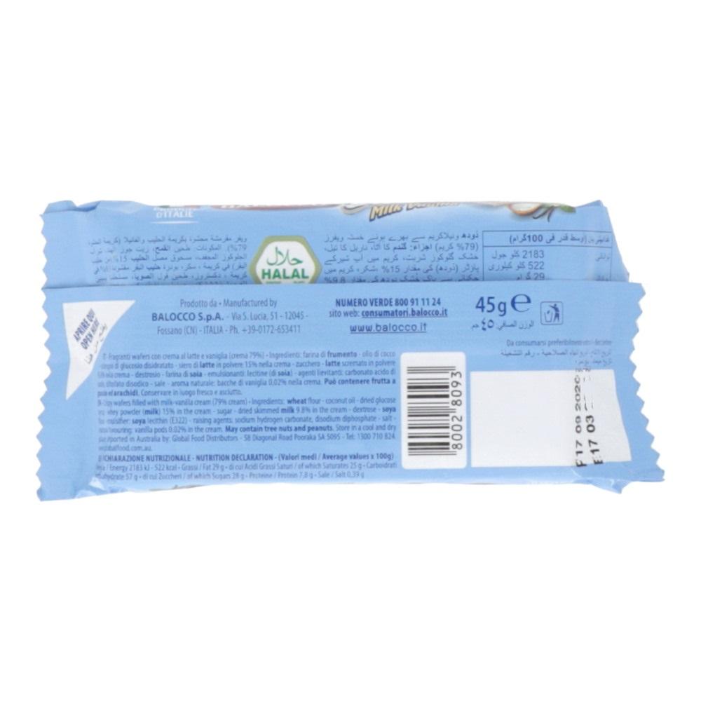 BALOCCO SNACK WAFERS MILK VANILLA 45 GM