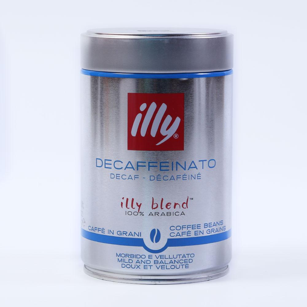 ILLY BLEND COFFEE DECAFFEINATO CAFFE IN GRAIN TIN 250 GM