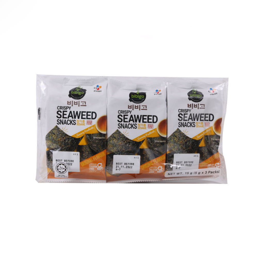 BIBIGO CRISPY SEAWEED SNACKS ORIGINAL 3S 15GM