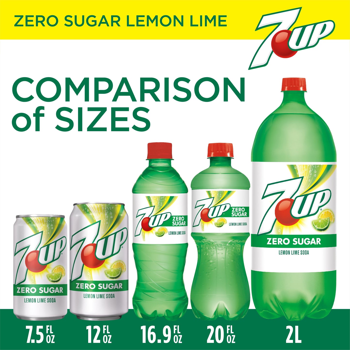 7UP Zero Sugar Lemon Lime Soda, 2 L bottle