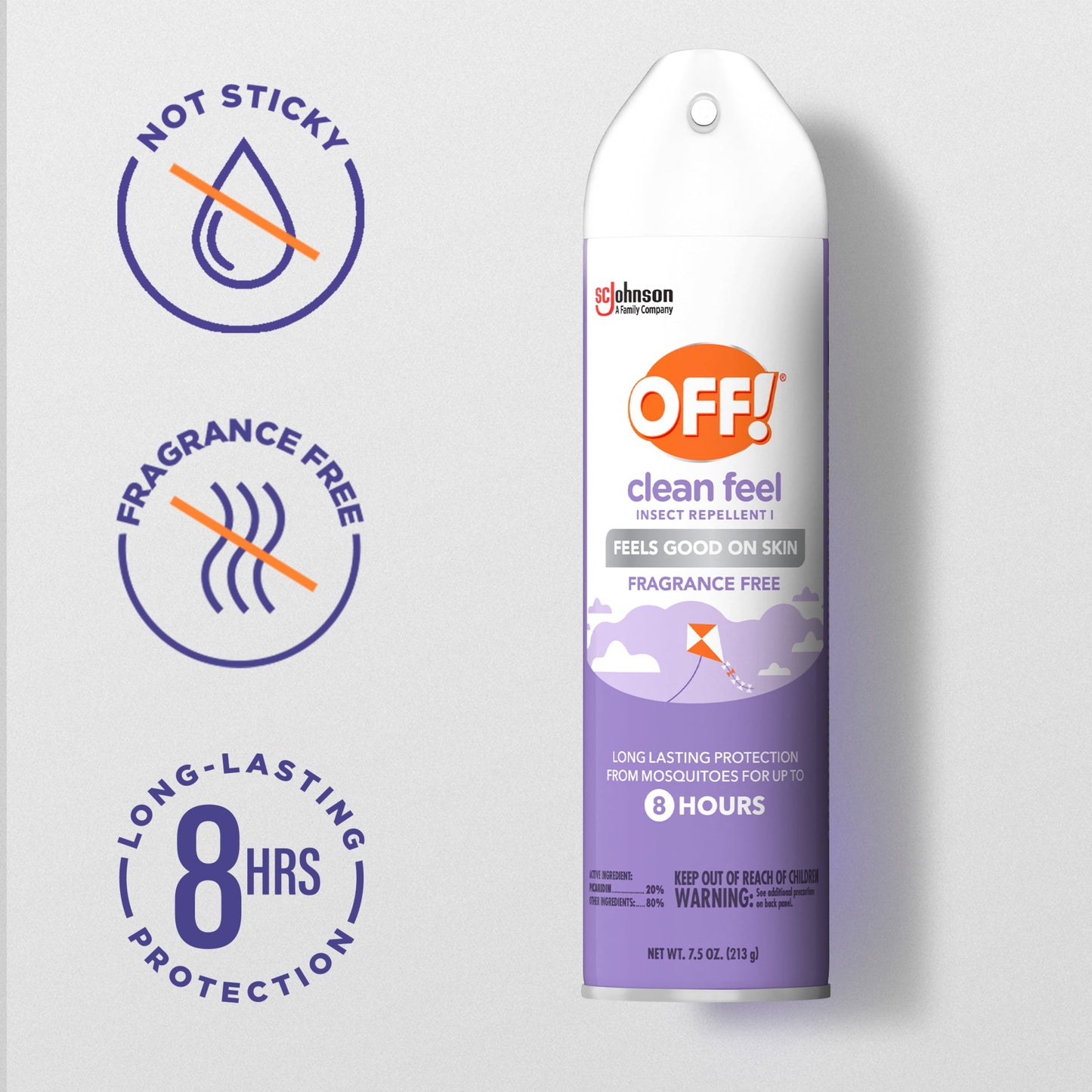 OFF! Clean Feel Insect Repellent 1, Aerosol Mosquito & Bug Spray with Picaridin, 7.5 oz