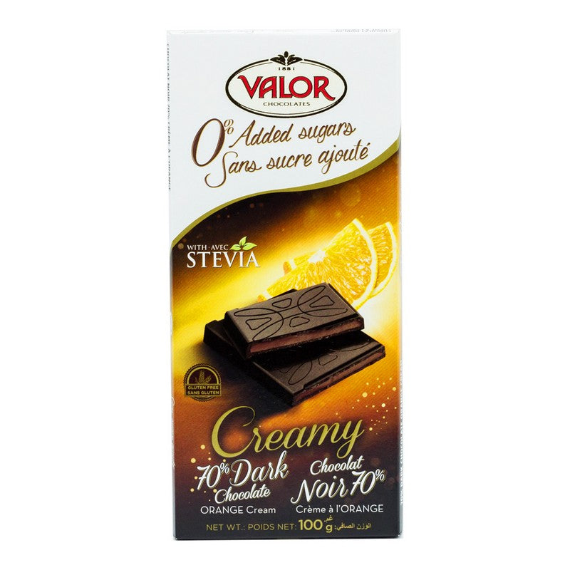 VALOR DARK CHOCOLATE 70% NO ADDED SUGAR CREAMY WITH ORANGE 1