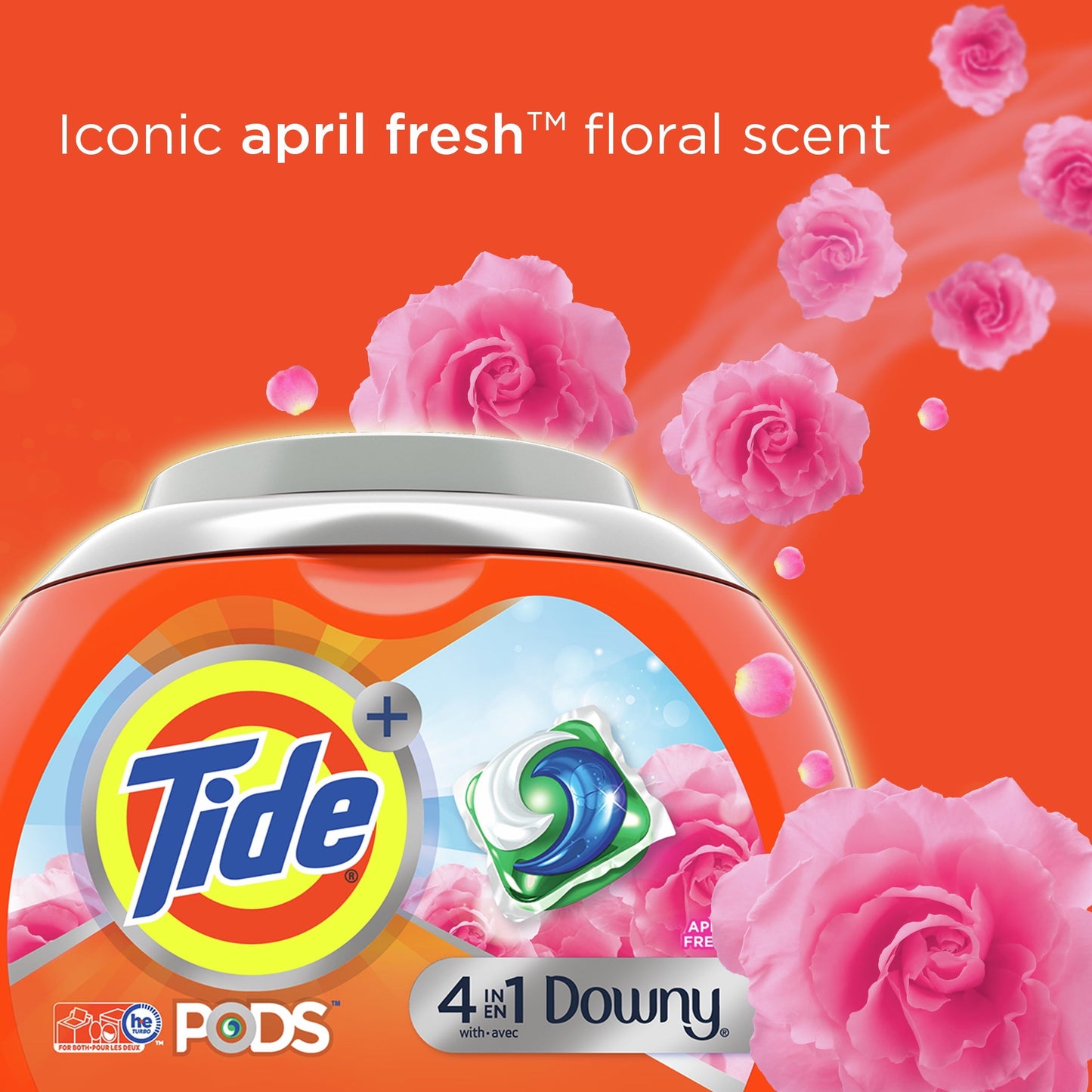 Pods with Downy 4 in 1 Laundry Detergent, 43 Count