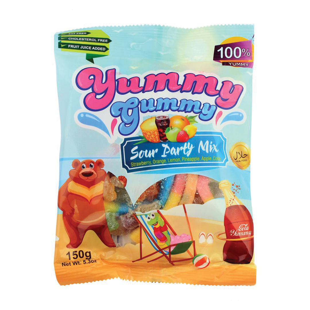 YUMMY GUMMY JELLY SOUR PARTY MIX BAG 150 GM