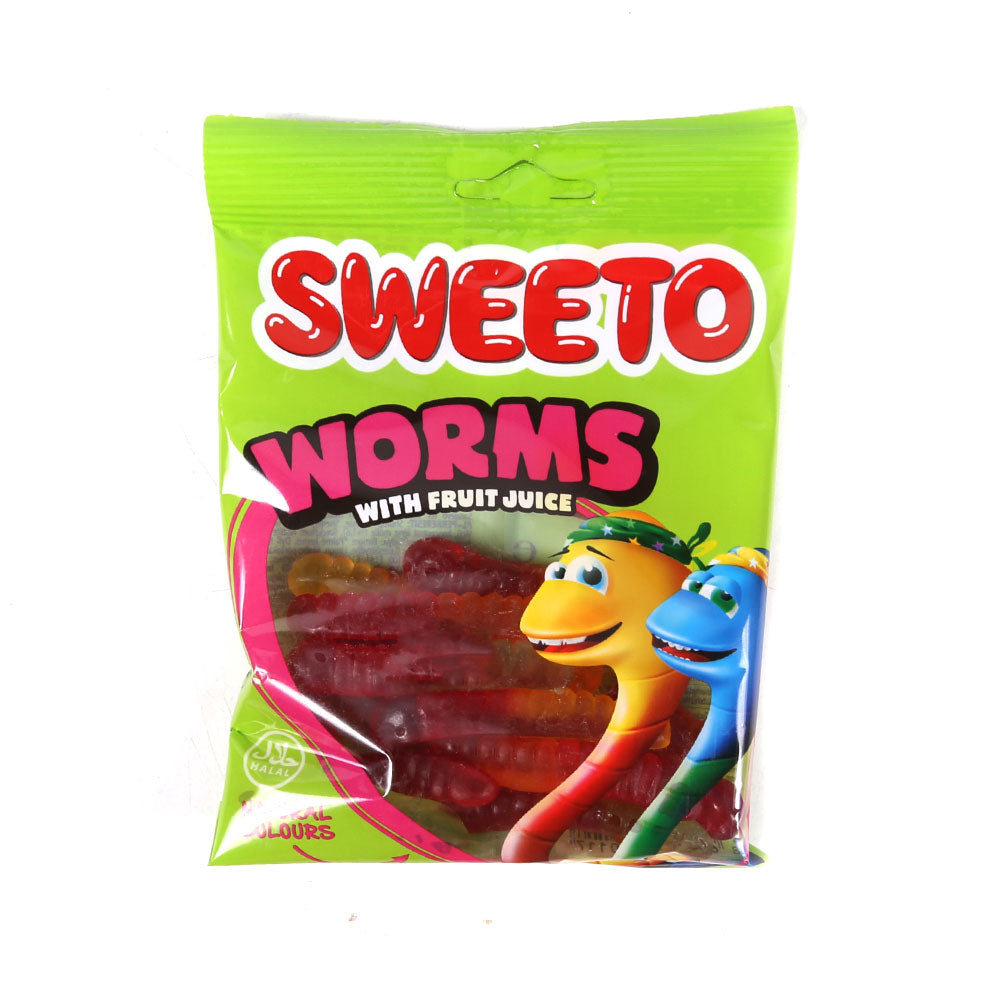 SWEETO JELLY WORMS WITH FRUIT JUICE 80 GM