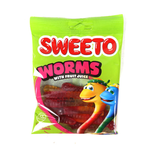 SWEETO JELLY WORMS WITH FRUIT JUICE 80 GM