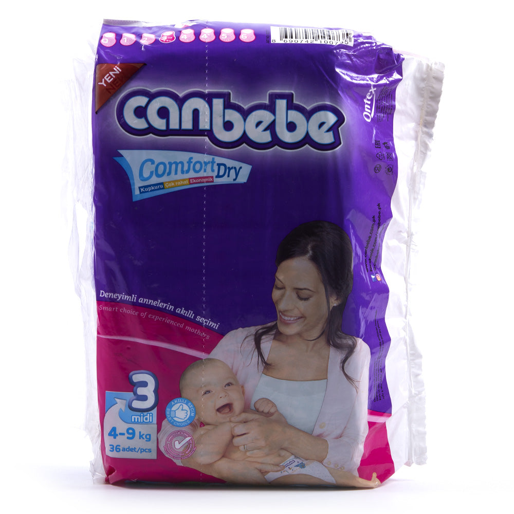 CANBEBE COMFORT DRY 3 MIDI 4-9 KG 36 ADETS/PCS