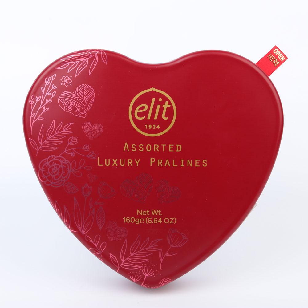 ELIT CHOCOLATE ASSORTED LUXURY PRALINES HEART TIN 160 GM