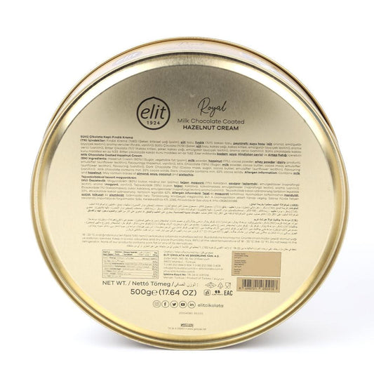 ELIT ROYAL MILK CHOCOLATE COATED HAZELNUT CREAM TIN 500 GM