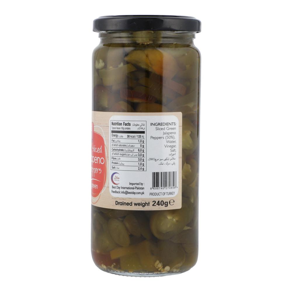 BEST DAY PICKLE JALAPENO PEPPERS GREEN SLICED 480 GM