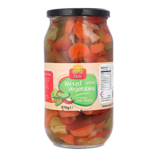 BEST DAY PICKLED MIXED VEGETABLES IN BRINE & VINEGAR 970 GM