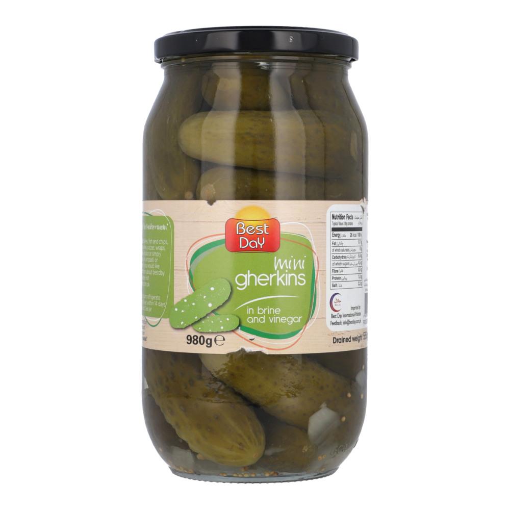 BEST DAY PICKLE MINI GHERKINS IN BRINE AND VINEGAR 980 GM