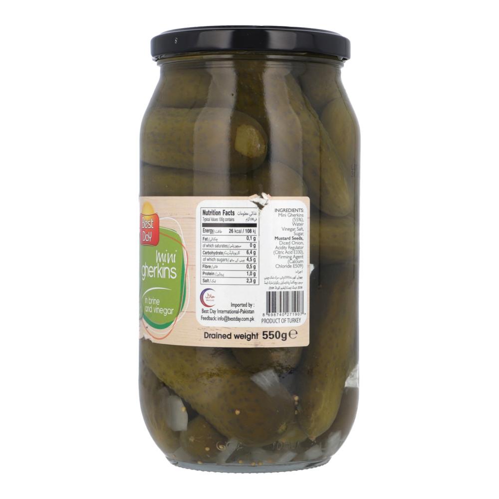 BEST DAY PICKLE MINI GHERKINS IN BRINE AND VINEGAR 980 GM