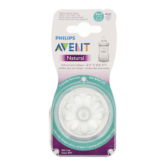 PHILIPS AVENT TEATS FLOW NATURAL VARIABLE 2PC 3M+ SCF655/23