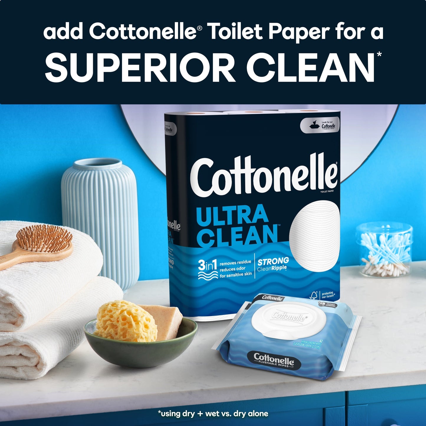 Cottonelle Ultra Fresh Flushable Wipes, 2 Flip-Top Packs, 42 Wipes per Pack (84 Total)