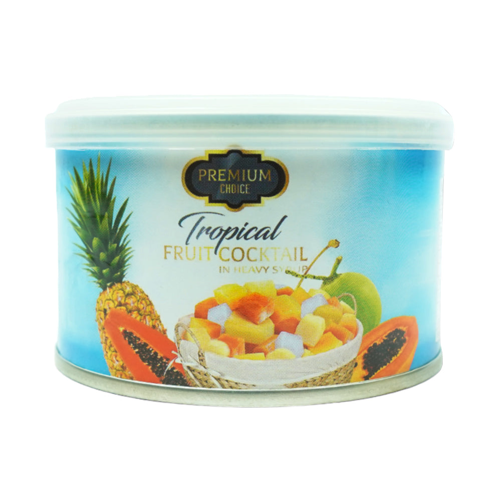 PREMIUM CHOICE FRUIT COCKTAIL TROPICAL HEAVY SYRUP TIN 227 G