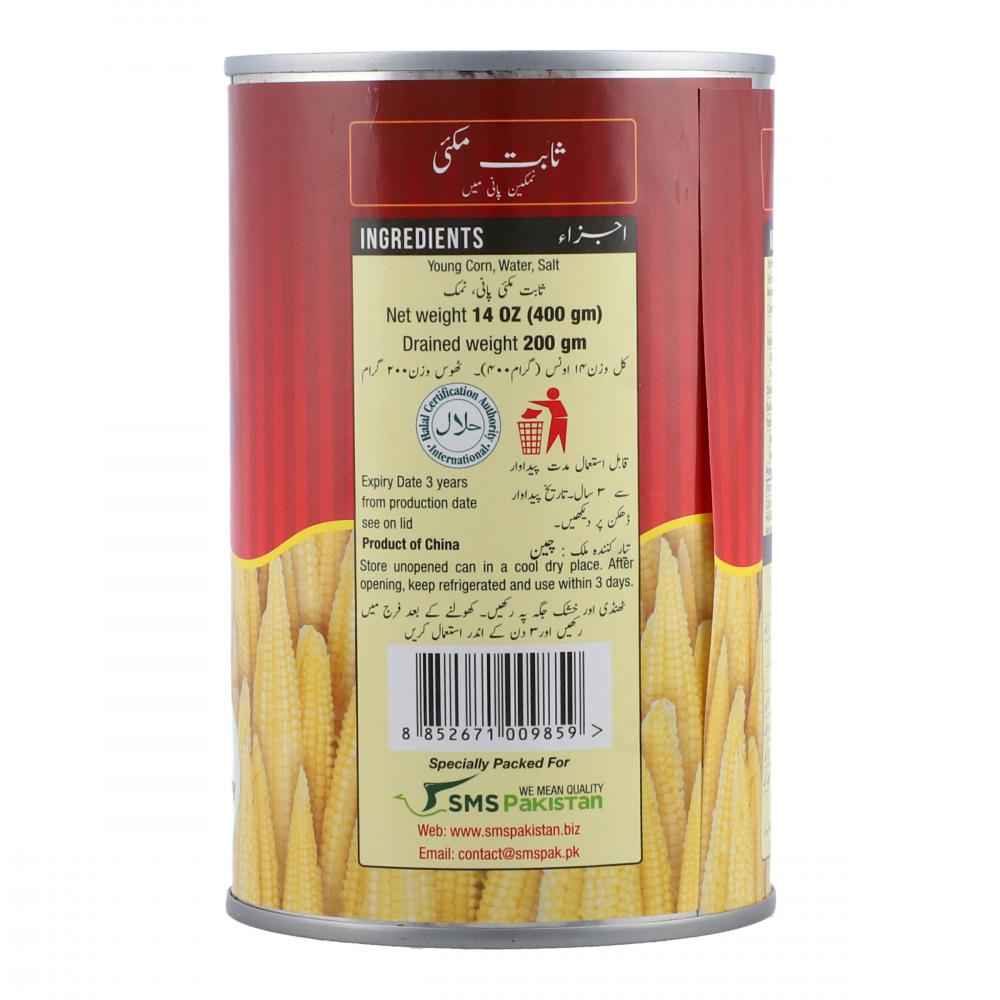 SMS WHOLE BABY CORN IN BRINE 400 GM