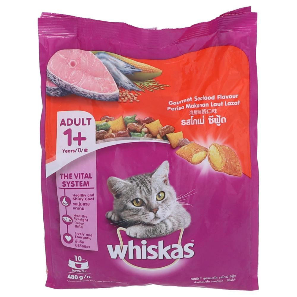 WHISKAS CAT FOOD ADULT GOURMET SEAFOOD 1+YEAR 480 GM