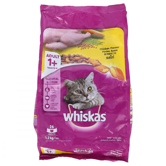 WHISKAS CAT FOOD ADULT CHICKEN PERISA AYAM 1+YEAR 1.2 KG