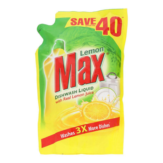 LEMON MAX DISHWASH LIQUID LEMON POUCH 450 ML