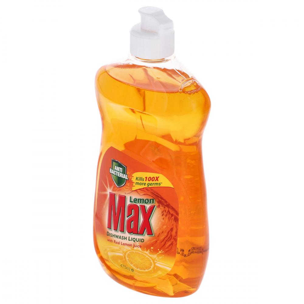 LEMON MAX DISHWASH LIQUID LEMON ANTI BACTERIAL 475 ML