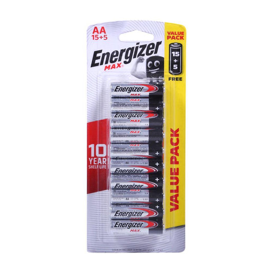 ENERGIZER BATTERY MAX ALKALINE 2A VALUE PACK HP 15+5 PCS