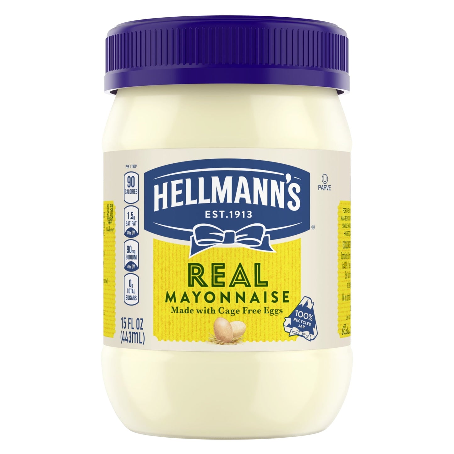 Hellmann's Made with Cage Free Eggs Real Mayonnaise, 15 fl oz Jar