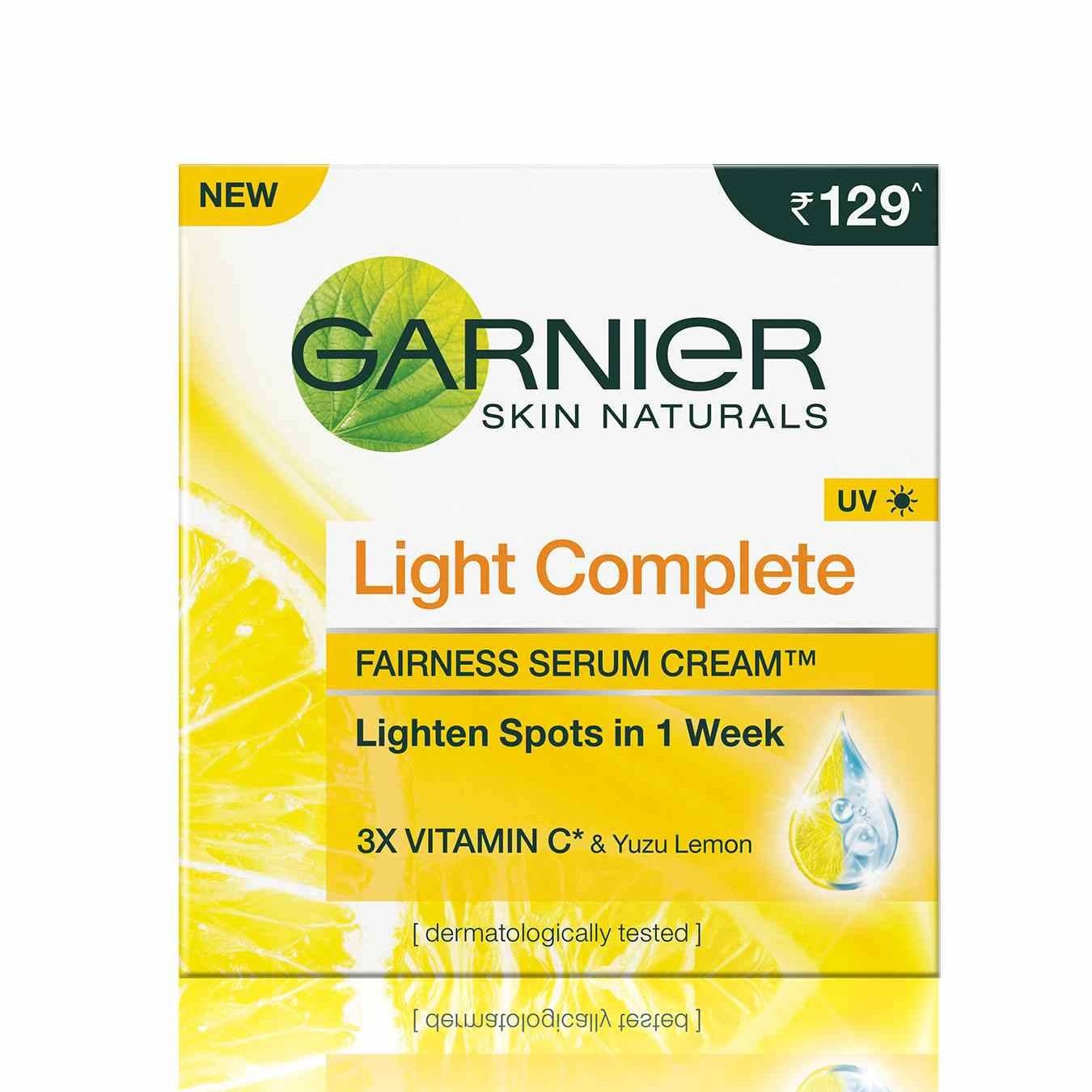 GARNIER LIGHT COMPLETE FAIRNES SERUM CREAM UV 45 GM