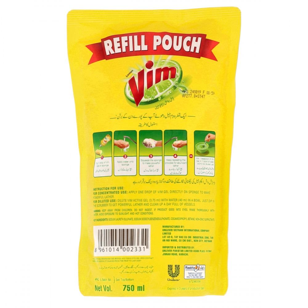 VIM DISHWASHER GEL REFILL LEMON POUCH 750 ML