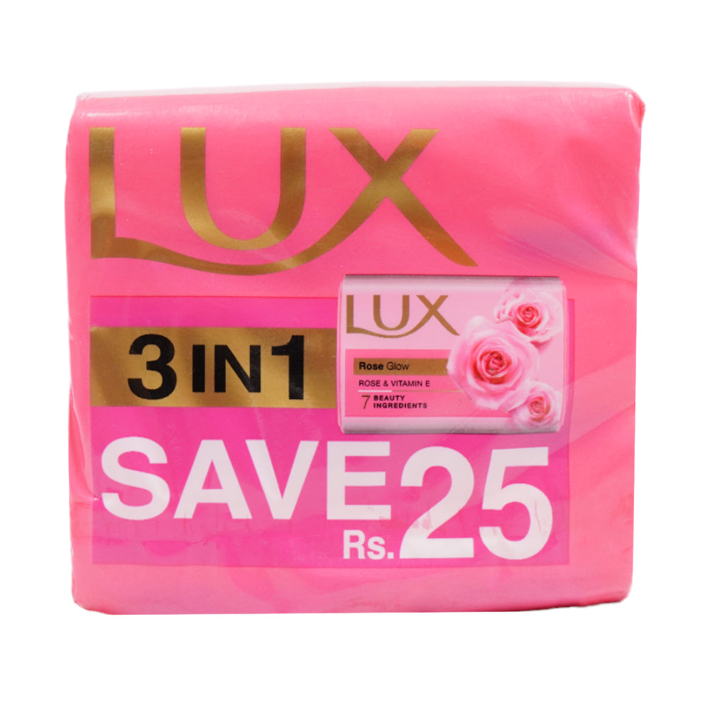 LUX SOAP ROSE GLOW TRIO PACK SAVE 25 3X128 GM