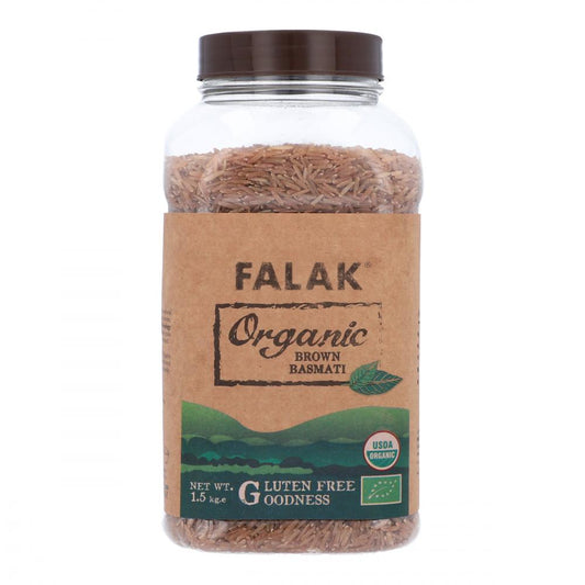 FALAK BASMATI RICE BROWN ORGANIC JAR 1.5 KG