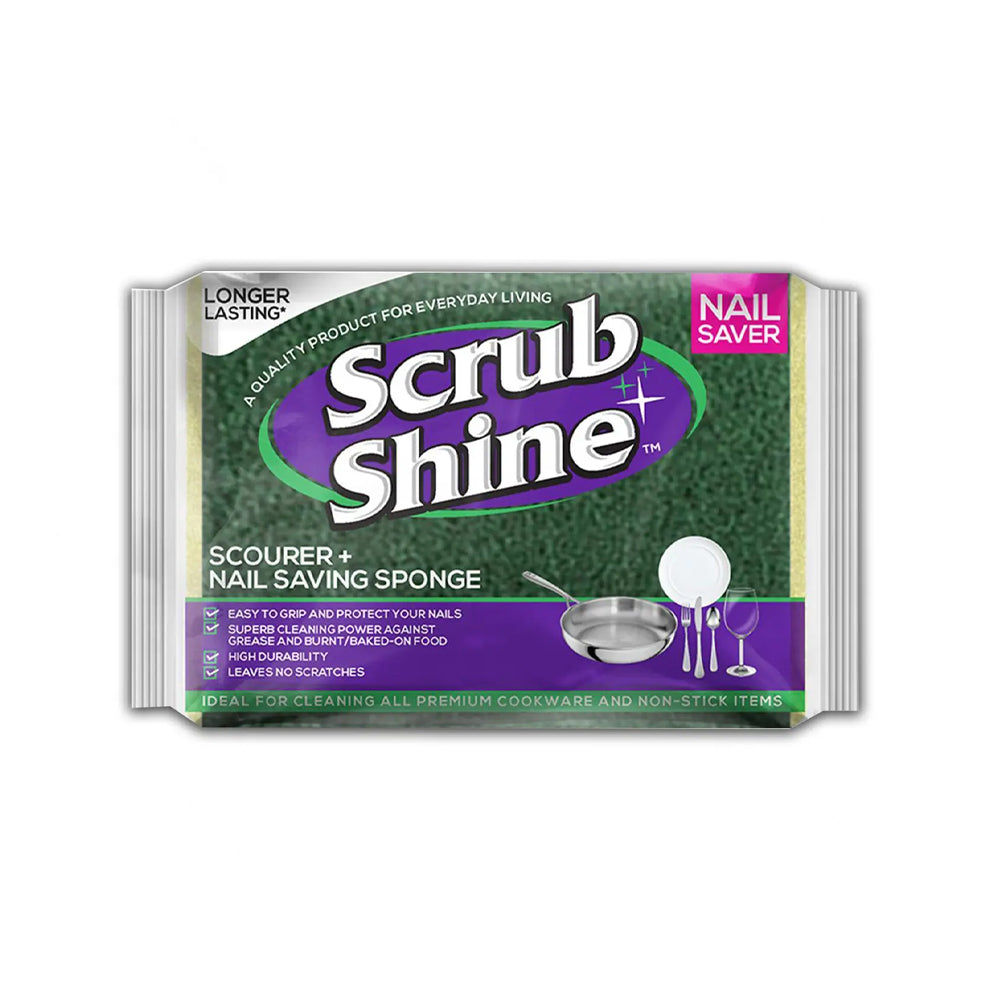 SCRUB SHINE SCOURER SPONGE NAIL SAVER REGULAR