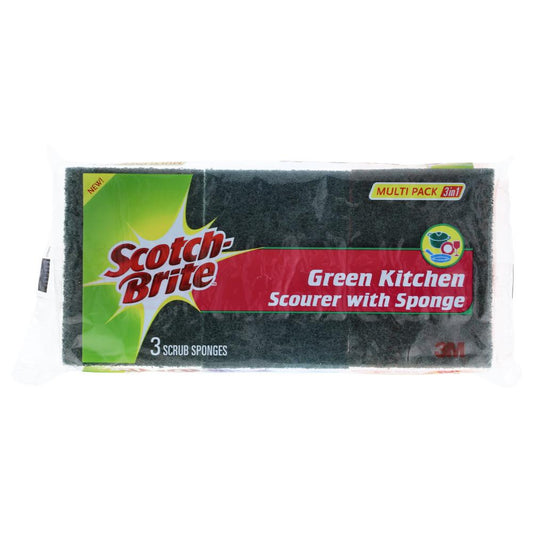 SCOTCH BRITE SPONGE GREEN KITCHEN MULTI PACK 3 IN 1