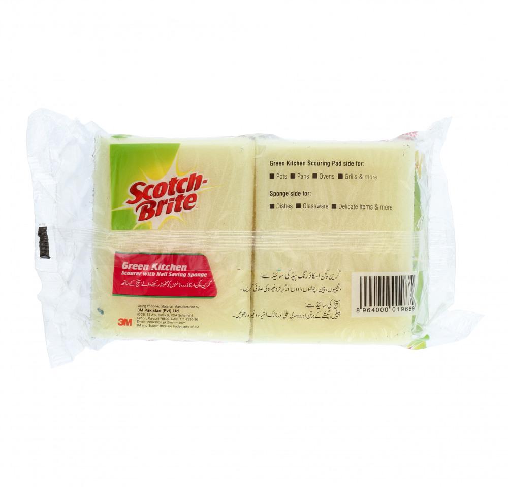 SCOTCH BRITE SPONGE GREEN KITCHEN NAIL SAVER VALUE PACK 2 IN 1