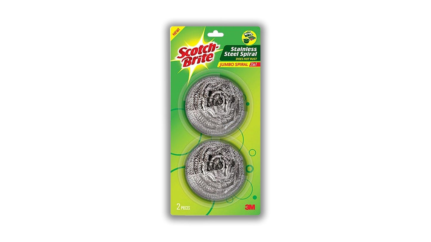 SCOTCH BRITE SPIRAL STAINLESS STEEL JUMBO 2 IN 1