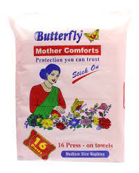 BUTTERFLY MOTHER COMFORTS STICK ON MEDIUM 16PADS