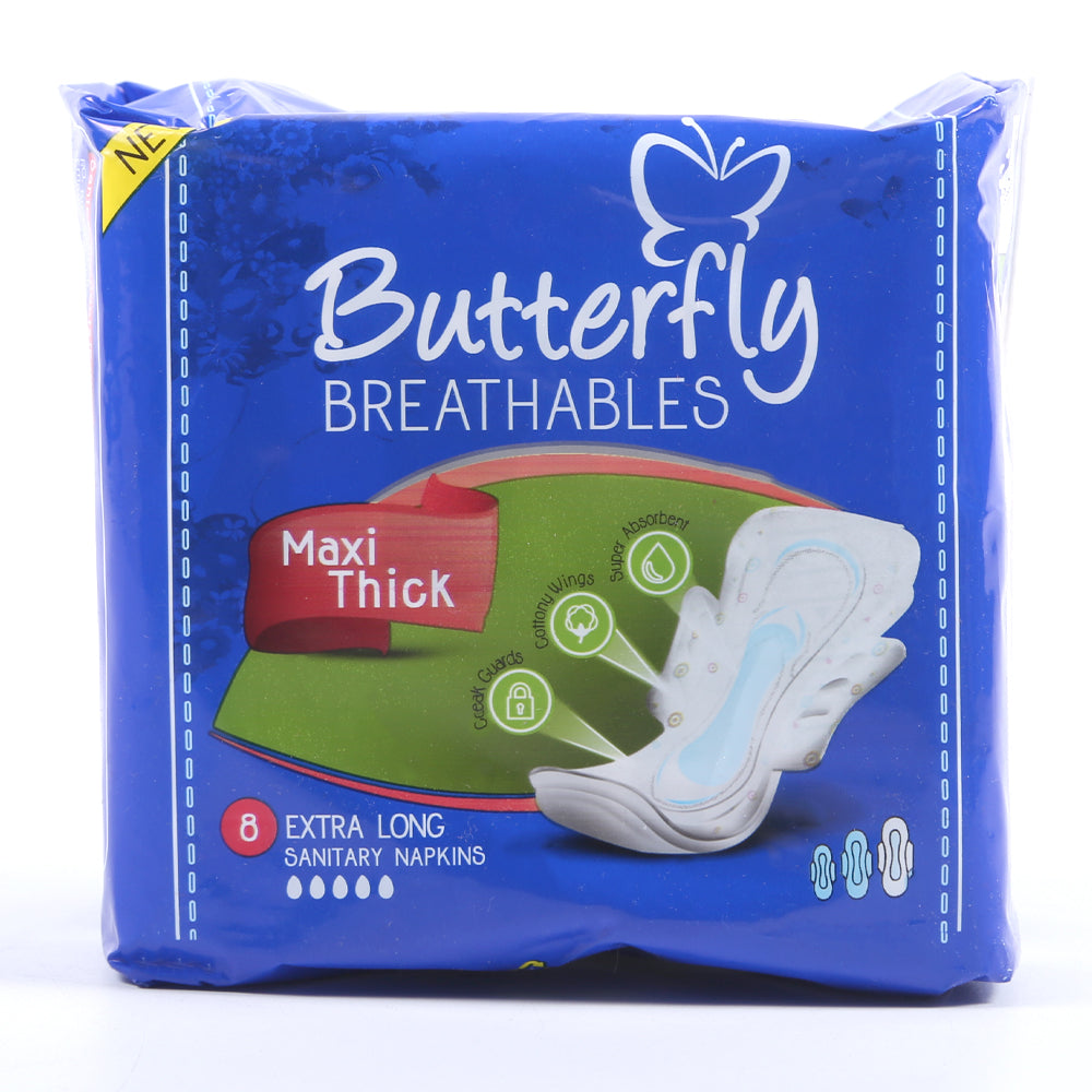 BUTTERFLY SANITARY NAPKINS MAXI THICK EXTRA LARGE 8 PCS