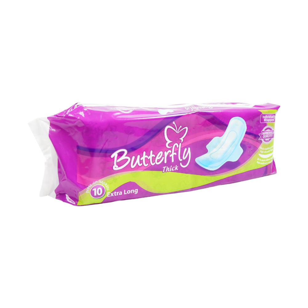 BUTTERFLY SANITARY PADS TICK WRAPPED EXTRA LONG 10PCS