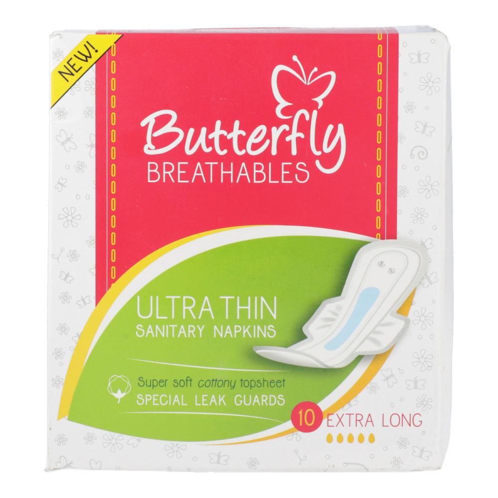 BUTTERFLY ULTRA THIN SANITARY NAPKINS COTTON EXTRA LARGE 10