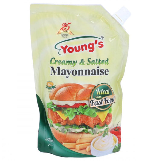 YOUNGS MAYONNAISE CREAMY AND SALTED POUCH 500 ML