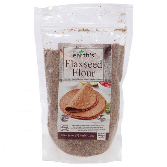 THE EARTHS FLAXSEED FLOUR POUCH 400 GM BASIC