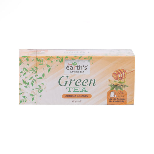 THE EARTHS GREEN TEA GINSENG & HONEY 25 BAGS 37.5 GM