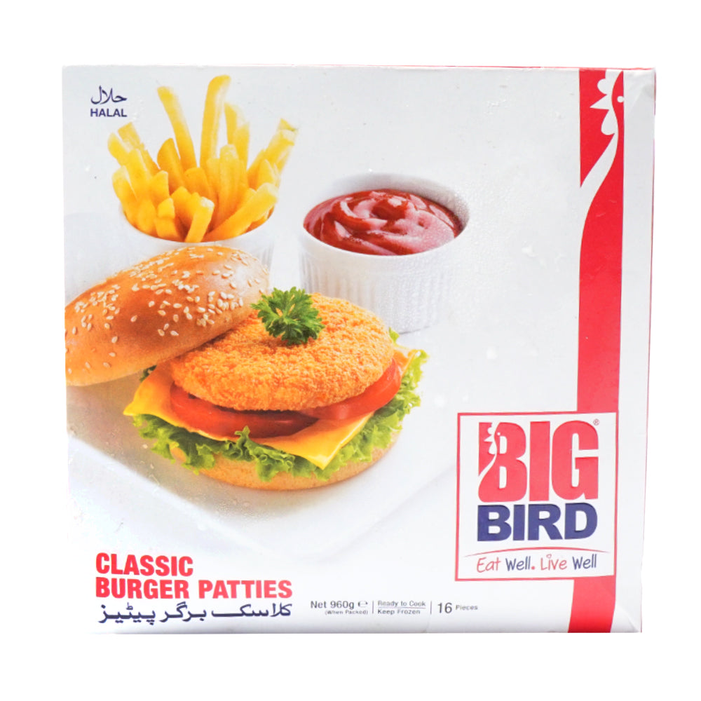 BIG BIRD CLASSIC BURGER PATTIES 16 PCS 960 GM