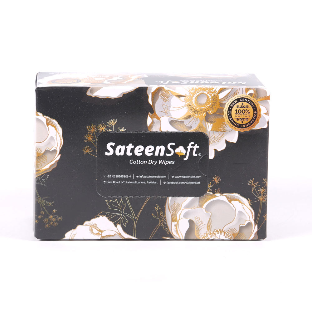 SATEENSOFT LIFESTYLE BLACK PREMIUM COTTON DRY TISSUE WIPES B