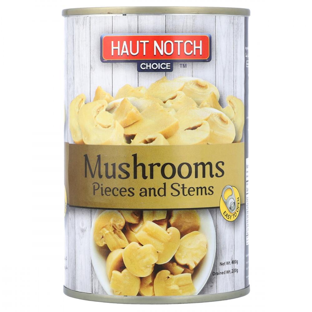 HAUT NOTCH CHOICE MUSHROOMS PIECES AND STEMS TIN 400GM