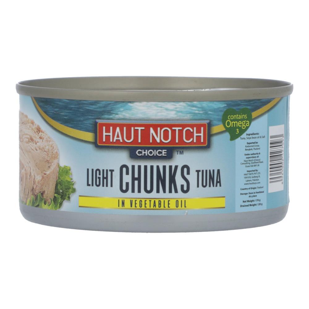 HAUT NOTCH CHOICE TUNA LIGHT CHUNKS IN VEGETABLE OIL TIN 170